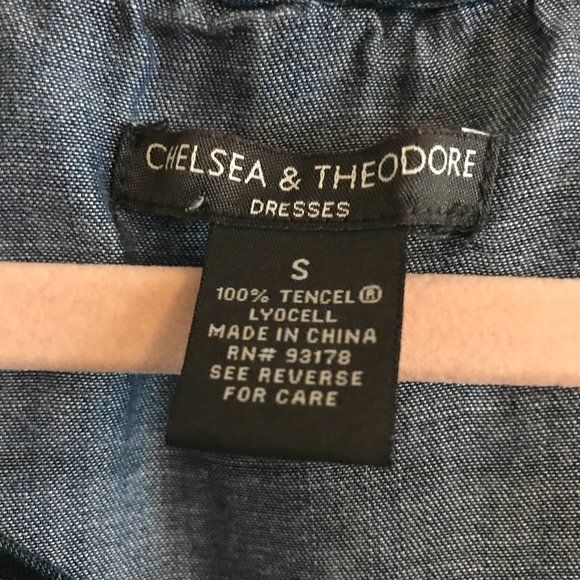 Chelsea Theodore Chambray Ruffle Sleeveless Dress - Picture 6 of 6